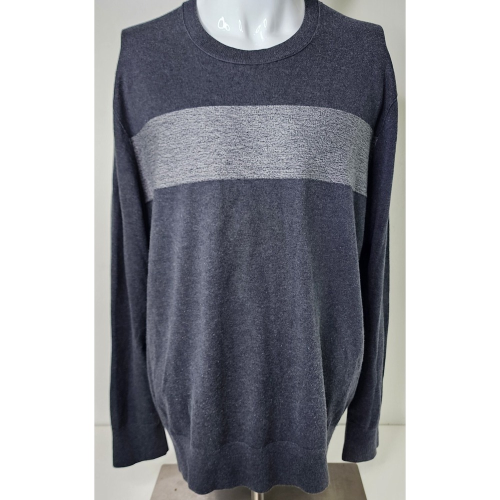 Banana Republic Shirt Silk Cashmere Blend Men XL Gray Striped Longsleeve Sweater